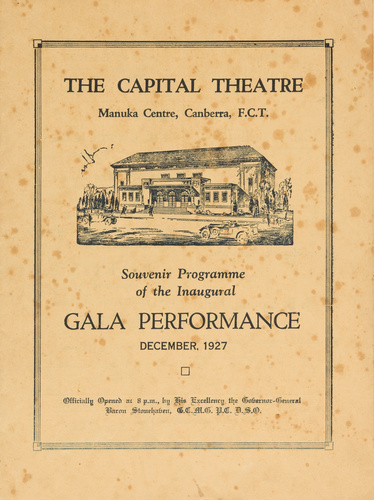<span></span>Souvenir Programme for The Capital (sic) Theatre 1927