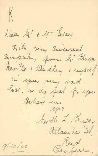 <span></span>Letters of condolence 1940